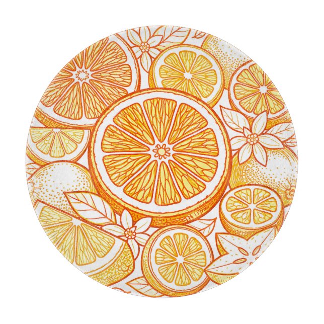 Vibrant Citrus Orange Slice Pattern Schneidebrett (Vorderseite)