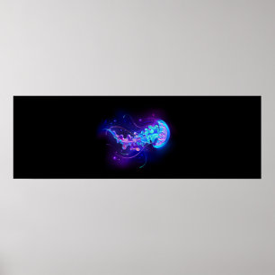Vibrant Color Glowing Jellyfish Poster