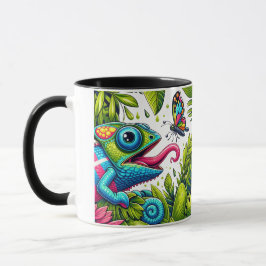 Vibrant Colorful Pop Art Chameleon Butterfly Tasse