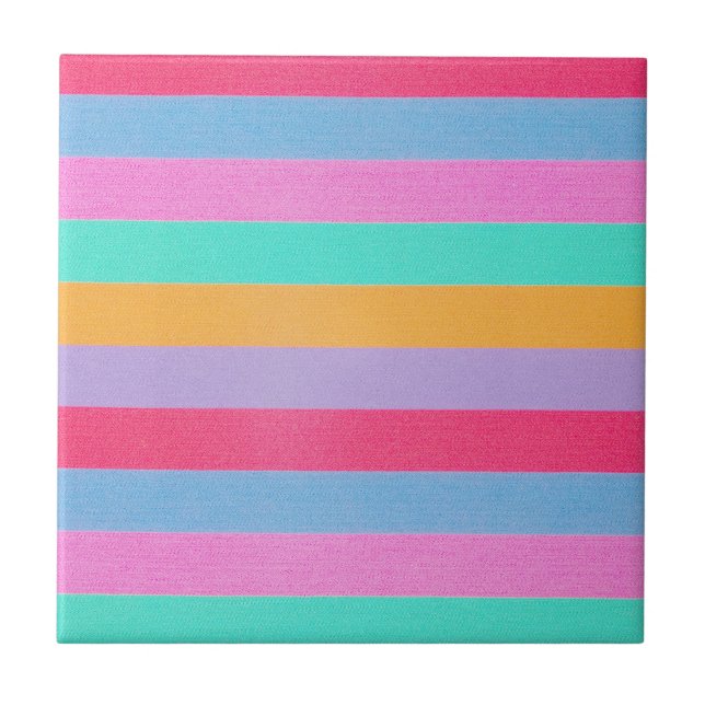 Vibrant Colorful Retro Stripes Fliese (Vorderseite)