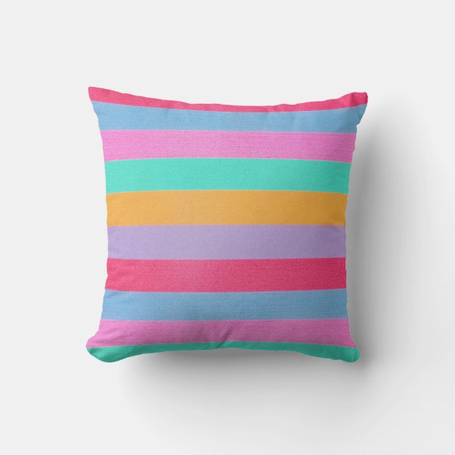 Vibrant Colorful Retro Stripes Kissen (Vorderseite)