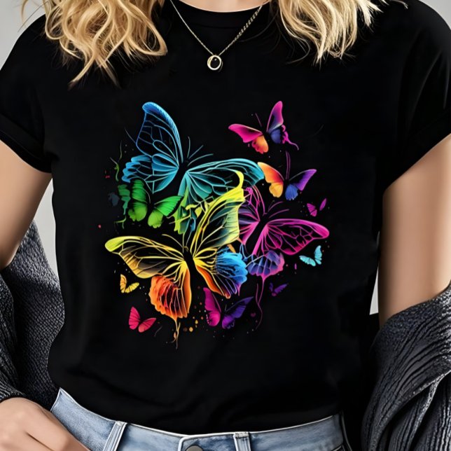 Vibrant Colorful Watercolor Butterfly Women’s  T-Shirt (Von Creator hochgeladen)