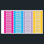 Vibrant Colors Kid Name Rectangle Name Sticker<br><div class="desc">Organize belongings with this energetic blue, purple, magenta, yellow rectangle name sticker. The cool, vibrant hue makes it easy to spot and identify personal items, especially for children heading to school or camp. This sticker offers a clear white space for names, ensuring every item is uniquely identified. Add a splash...</div>