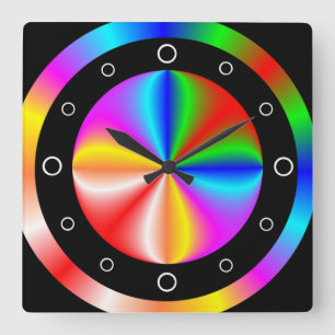 Vibrant Colourful Rainbow Quadratische Wanduhr