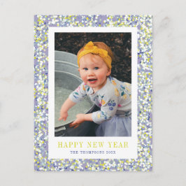 Vibrant Confetti Neujahr Foto Postkarte