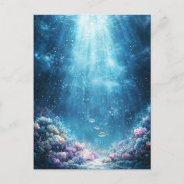 Vibrant Coral Reef and Underwater Sunlight Beams Postkarte