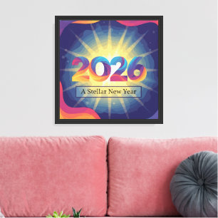 Vibrant Cosmic 2026   Ein Sternen-Neues Jahr Leinwanddruck