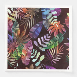 Vibrant Dark Tropical Leaf Pattern Paper Napkin Serviette