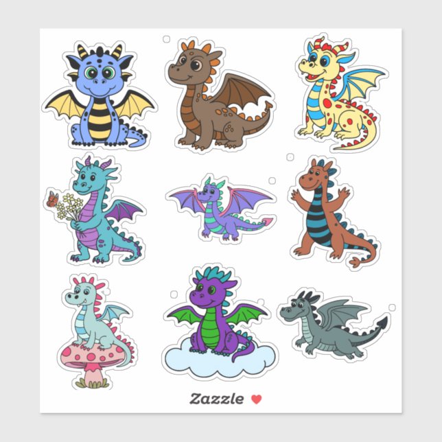 Vibrant Dinosaur Sticker Set for Kids - Fun & Colo (Blatt)