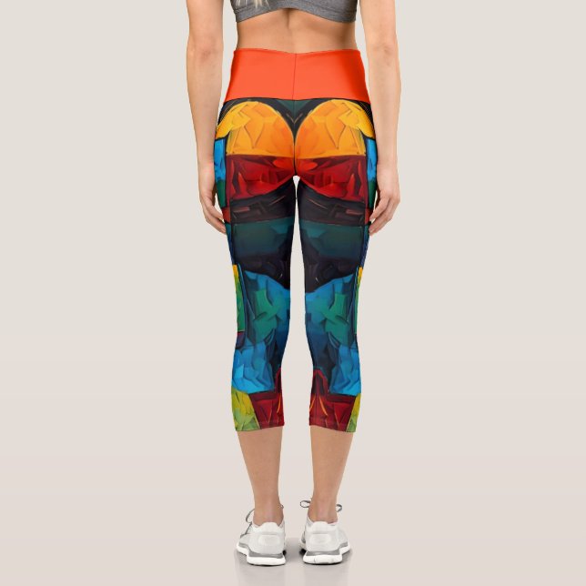 Vibrant Dreams Geometry – Bold Modern Abstract Art Capri Leggings (Rückseite)