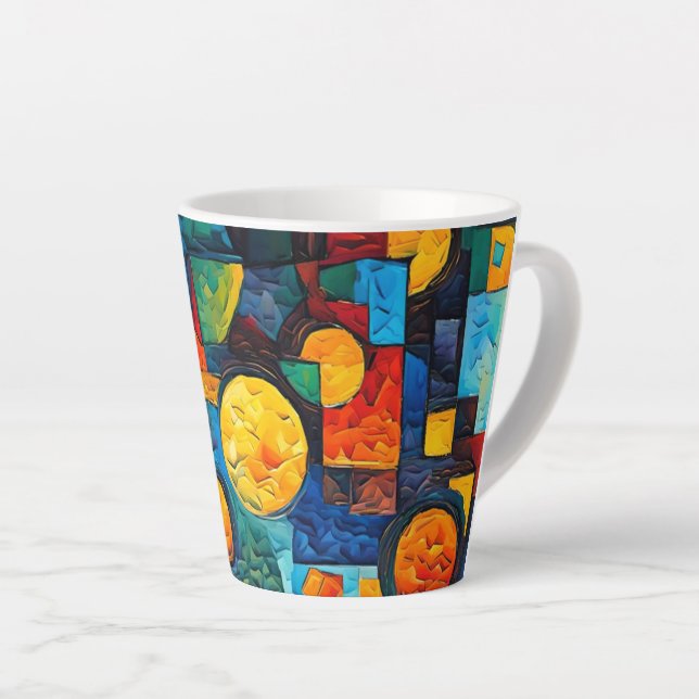 Vibrant Dreams Geometry – Bold Modern Abstract Art Milchtasse (Rechte Ecke)