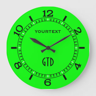 Vibrant Electric Green Dial to Personalize on a Große Wanduhr