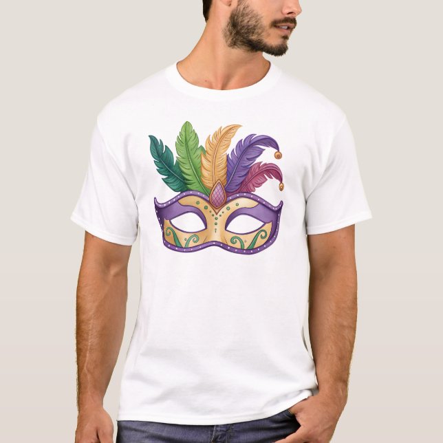 Vibrant Feathered Carnival Mask T-Shirt (Vorderseite)