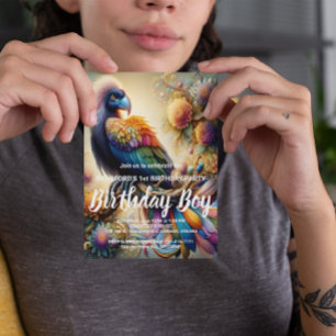 Vibrant Feder-Kondor auf einem Baumzweig sitzend Postkarte