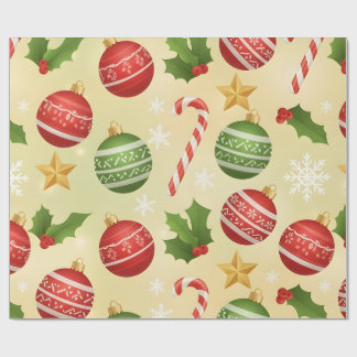 Vibrant Festive Christmas Ornaments and Candy Cane Geschenkpapier