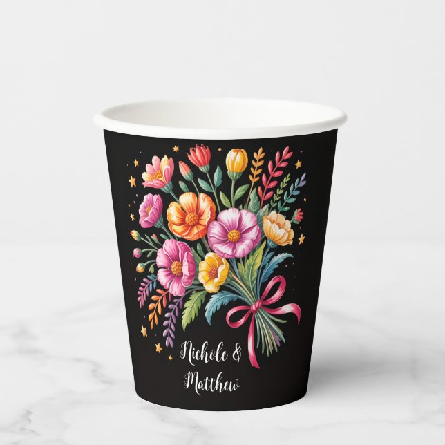 Vibrant Fiesta Wedding Bouquet Wedding Pappbecher (Vorderseite)