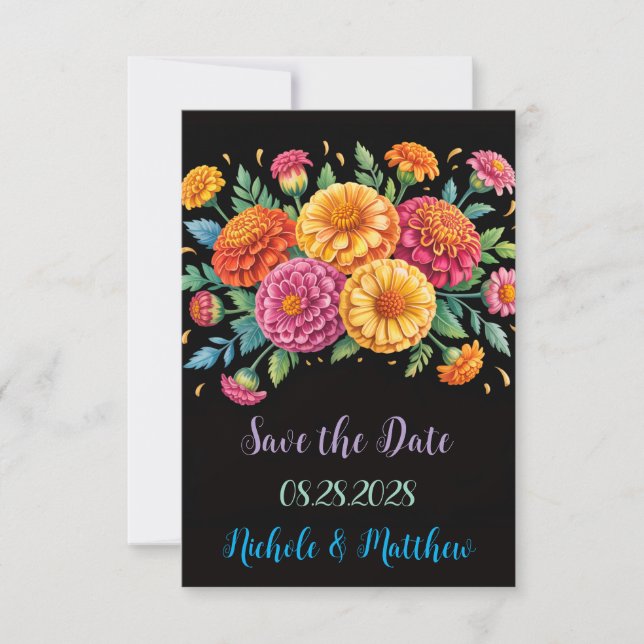 Vibrant Fiesta Wedding Bouquet Wedding Save The Date (Vorderseite)