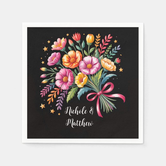 Vibrant Fiesta Wedding Bouquet Wedding Serviette (Vorderseite)