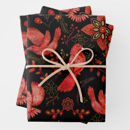 Vibrant floral and leafy pattern designs Geschenkpapier Set