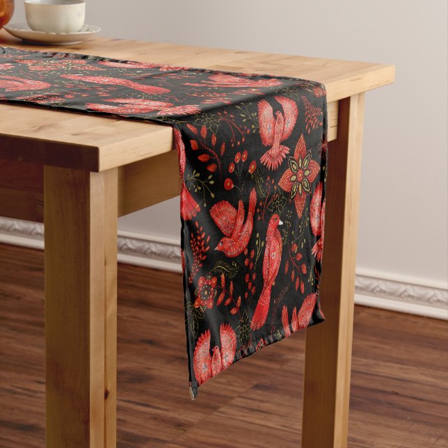  Vibrant floral and leafy pattern designs Kurzer Tischläufer (Beispiel)