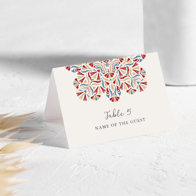 Vibrant Floral Delight Mandala Wedding Place Card  Tischnummer (Von Creator hochgeladen)