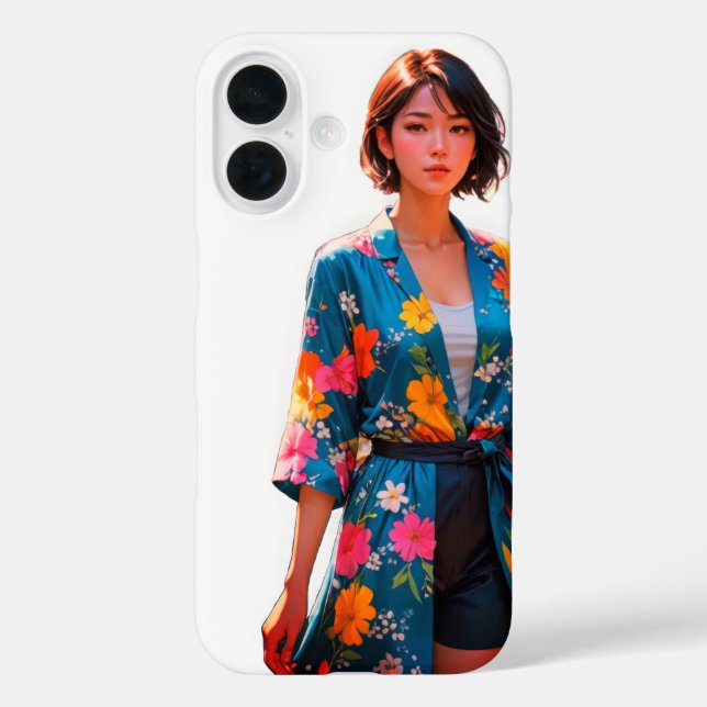 Vibrant floral Kimono iPhone 16 Fall Case-Mate iPhone Hülle (Rückseite)