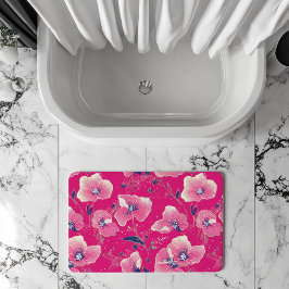 Vibrant Floral Pattern in Pink, White & Royal Blue Badematte