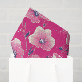 Vibrant Floral Pattern in Pink, White & Royal Blue Seidenpapier