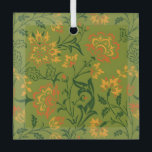 Vibrant Floral Pattern: Yellow and Orange Flowers Ornament Aus Glas<br><div class="desc">A vibrant floral pattern with yellow and orange flowers on a green background. The design features swirling stems and leaves,  creating a lively,  ornate look.</div>