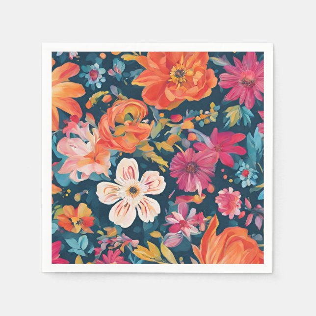 Vibrant florale Grafik Serviette (Vorderseite)