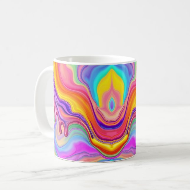Vibrant Fluid Marble Abstract Kaffeetasse (Vorderseite Links)