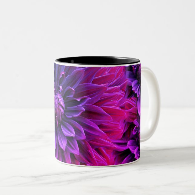 Vibrant Fractal Blossom Art Zweifarbige Tasse (VorderseiteRechts)
