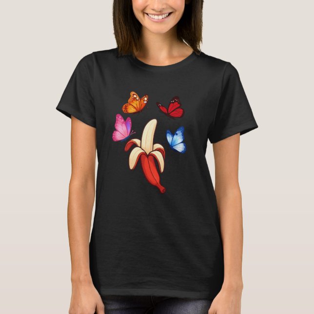 Vibrant Fruit Banana with Butterflies T-Shirt (Vorderseite)