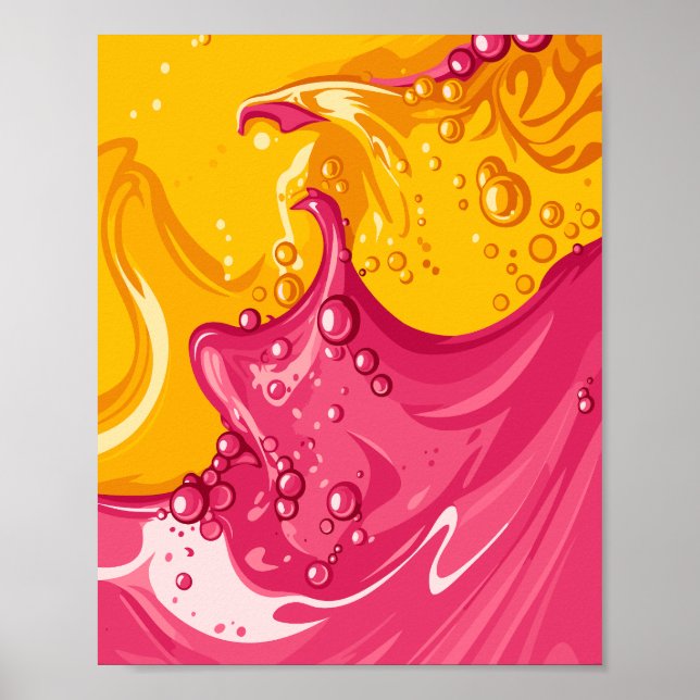Vibrant Fusion of Pink and Golden Liquid Energy Poster (Vorne)