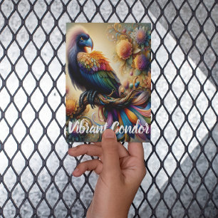 Vibrant gefiederter Kondor auf einem Baumzweig sit Postkarte