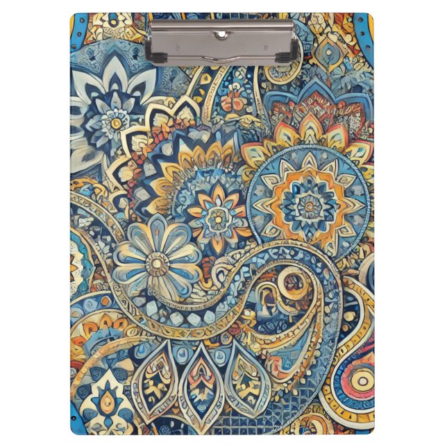 Vibrant Geometric Paisley Abstrakt Klemmbrett (Vorderseite)