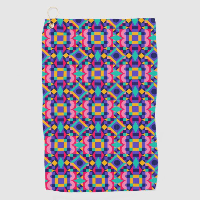 Vibrant geometric pattern featuring pink golfhandtuch (Vorderseite)