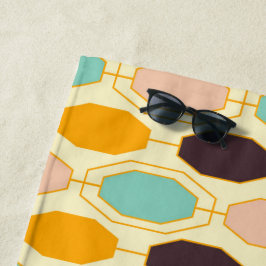 Vibrant geometric pattern with rows of octagonal s strandtuch