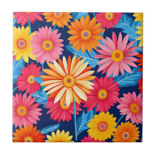 Vibrant Gerbera Daisies Blume Pflanze Fliese