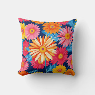 Vibrant Gerbera Daisies Blume Pflanze Kissen