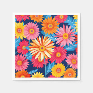 Vibrant Gerbera Daisies Blume Pflanze Serviette