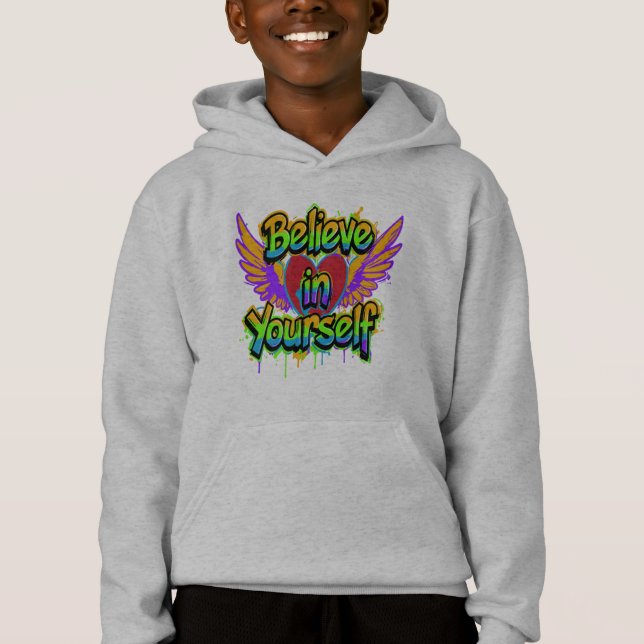 Vibrant Graffiti Believe in Yourself Hoodie  (Vorderseite)