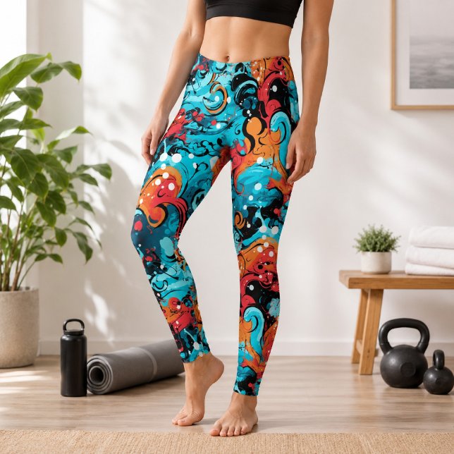 Vibrant Graphic Graffiti Inspiriert Leggings (Von Creator hochgeladen)