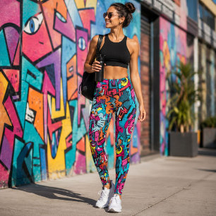 Vibrant Graphic Graffiti Inspiriert Leggings