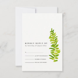 VIBRANT GREEN GOLD WATERCOLOR FERN FOLIAGE UAWG RSVP KARTE