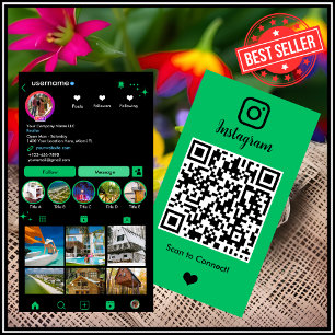Vibrant Green Realtor Instagram QR-Code Visitenkarte