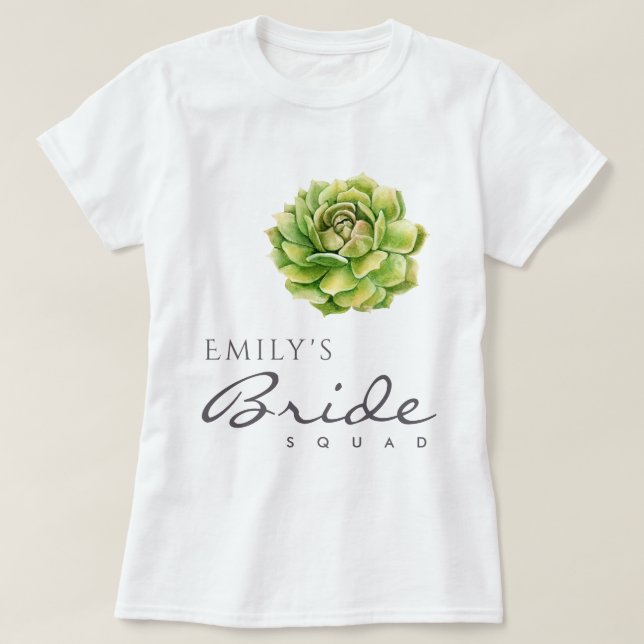 VIBRANT GREEN WATERCOLOR ERFOLGREICH BRIDE SQUAD T-Shirt (Design vorne)