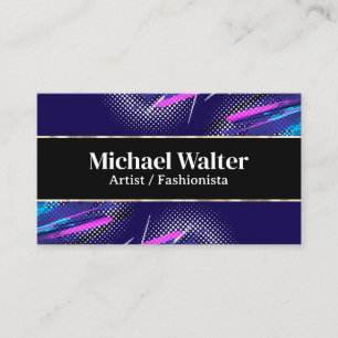 Vibrant Halftone Stylish   Gold Trim Visitenkarte