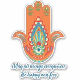 Vibrant Hamsa Hand Custom Cut Vinyl Sticker