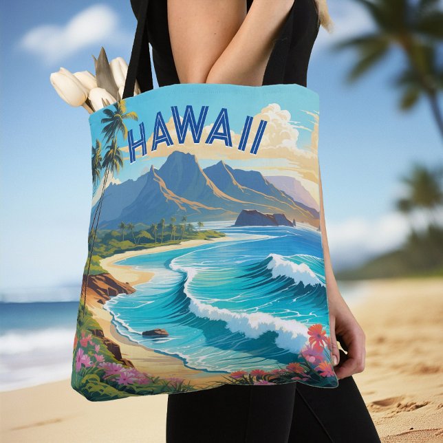 Vibrant Hawaii Beach Tropical Paradise Malerei (Vibrant Hawaii Beach Tropical Paradise Painting Tote Bag)